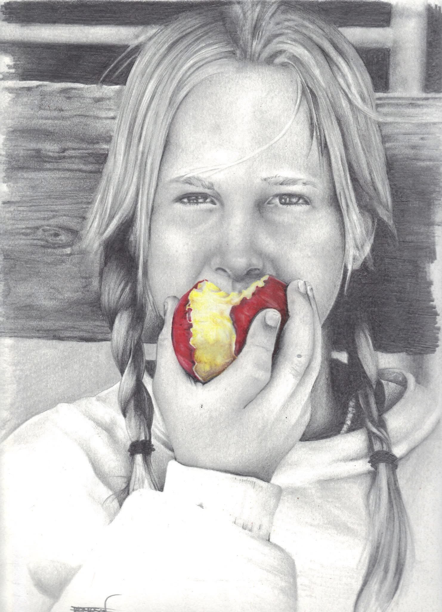 “First Bite” — 18x24 Graphite Portrait