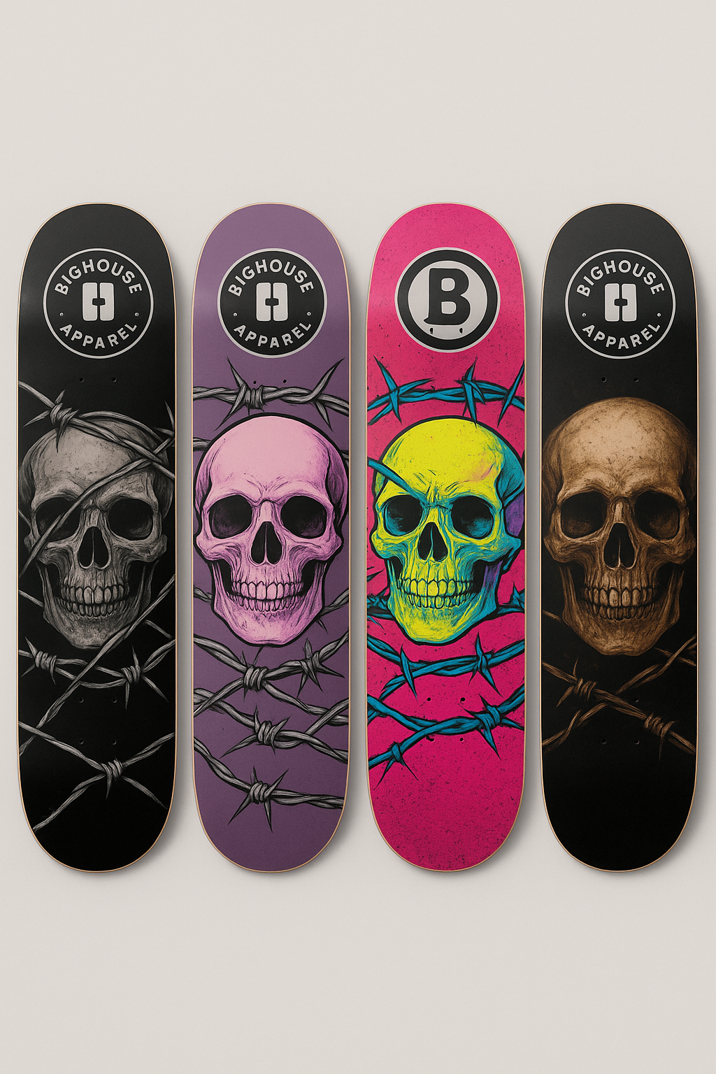 Skull & Barbed Wire Series – Custom Skate Decks