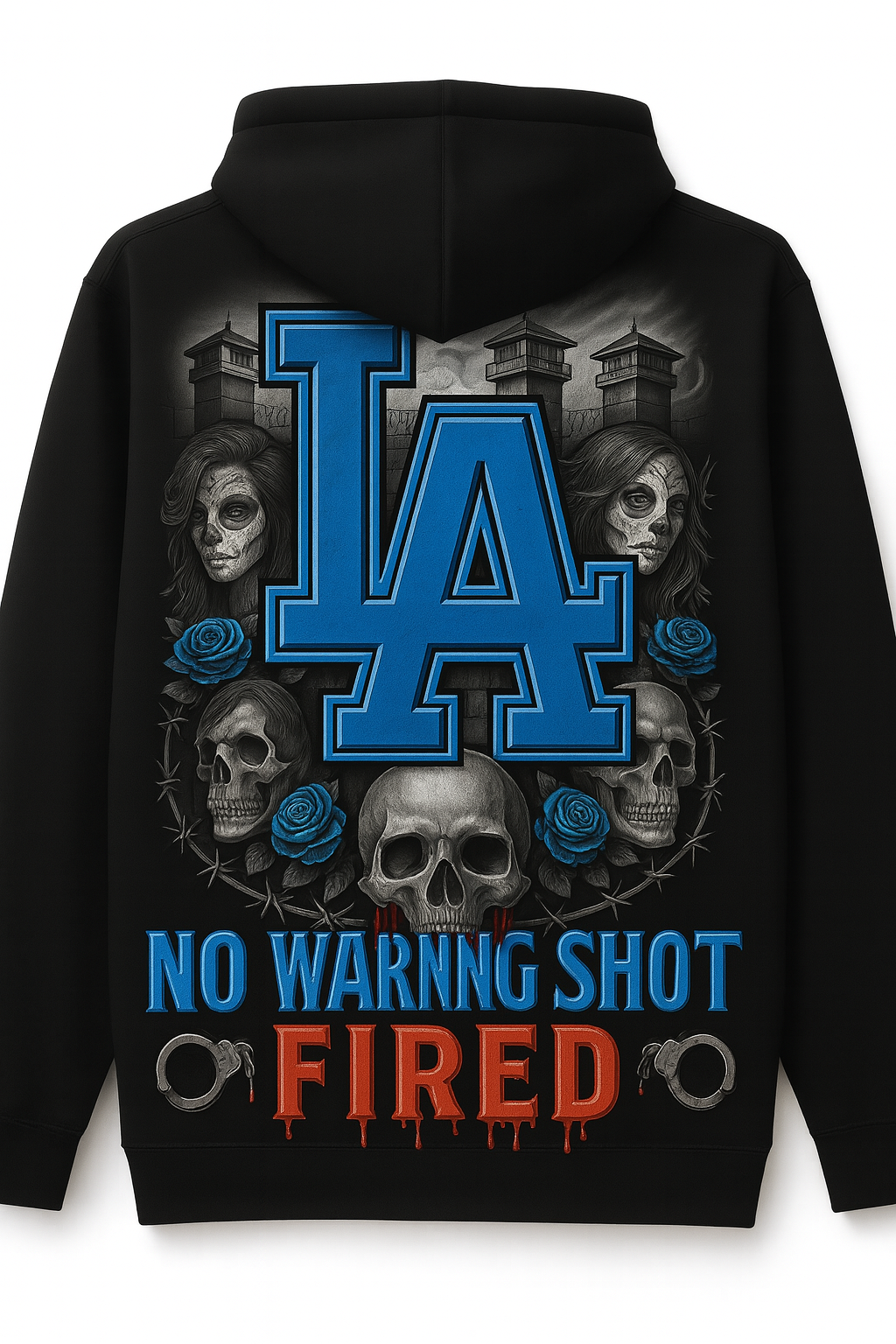 “No Warning Shot Fired” LA Skull Hoodie