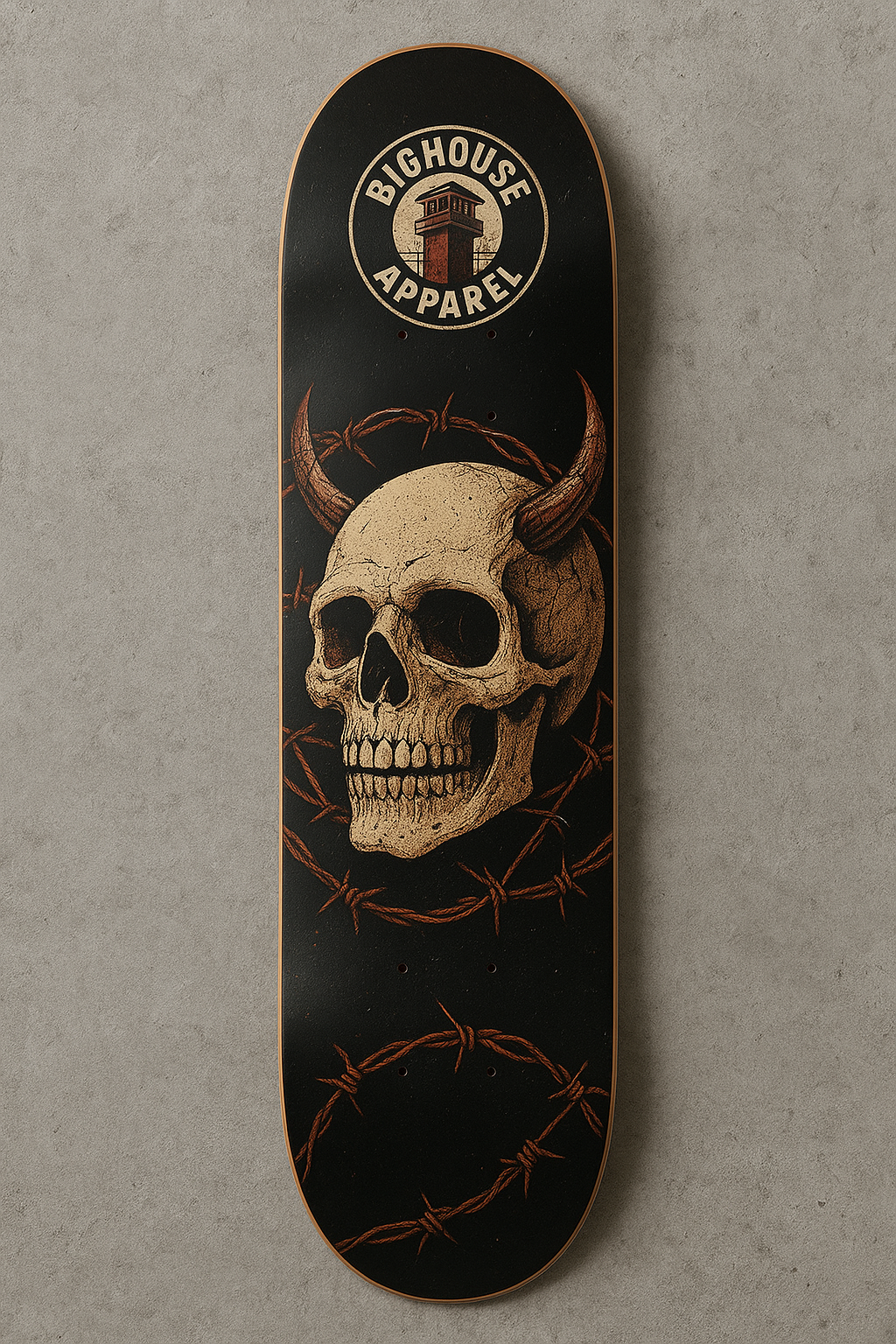 Bighouse “Barbed Circles” Devil Skull Skate Deck
