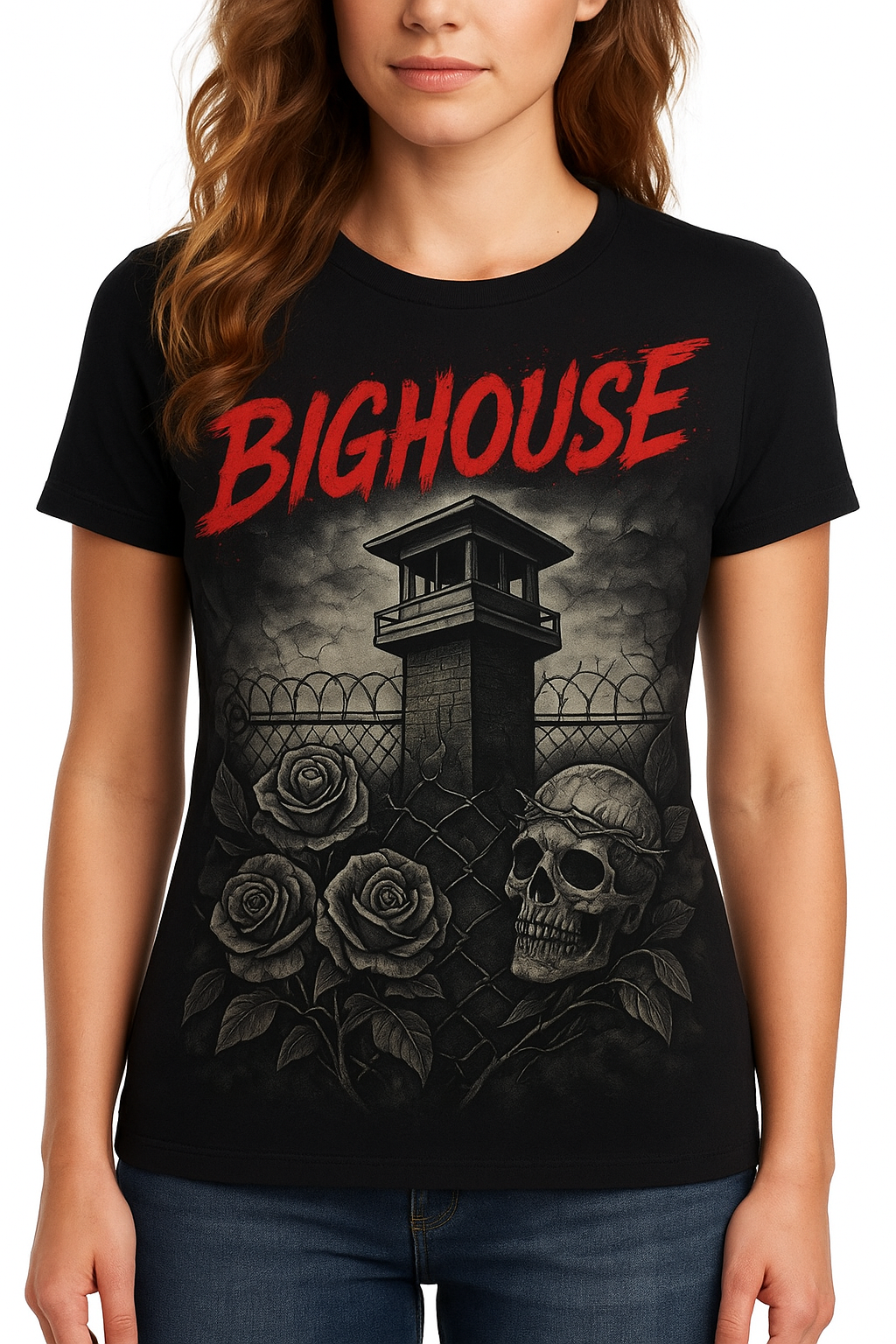 Bighouse “Roses & Razorwire” Women’s Tee — Black
